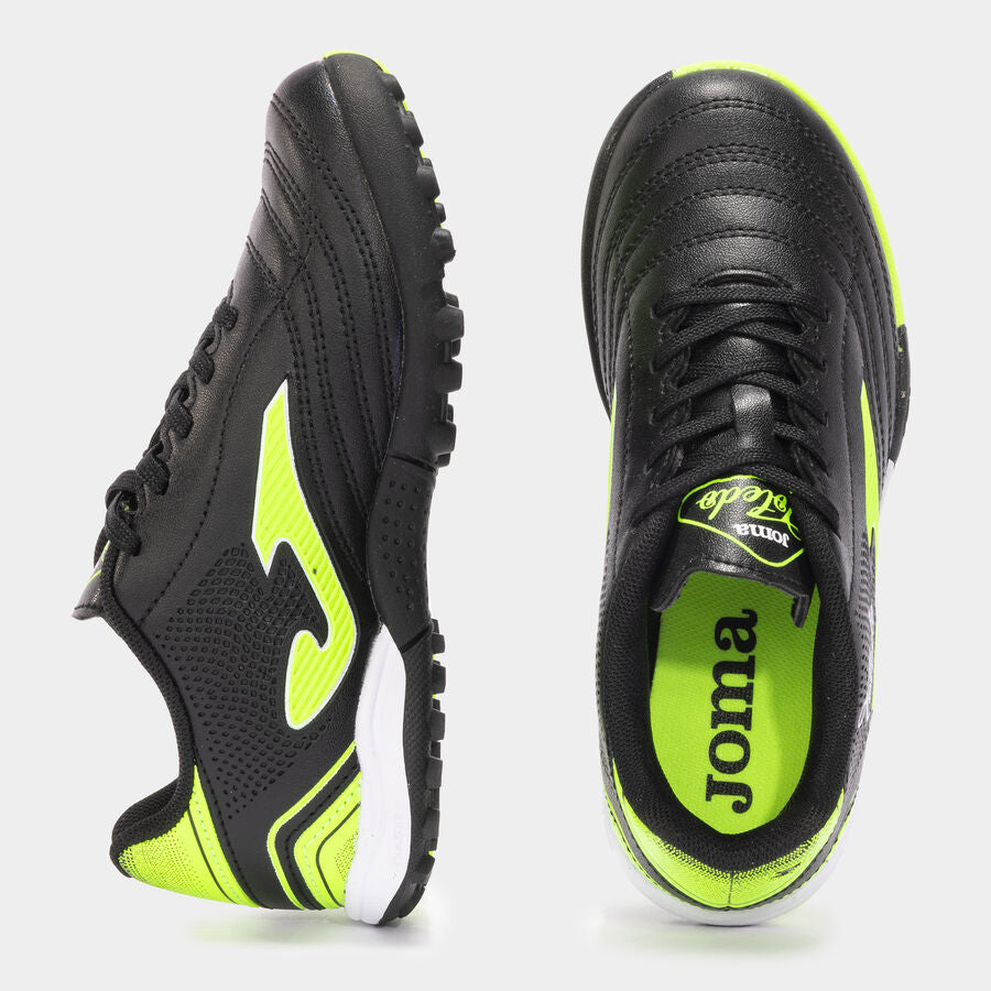 JOMA fútbol Toledo Jr 24 moqueta - turf junior negro verde flúor